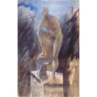 PABLO RULFO, El hombre, Ad originem series, Signed PR on front and dated 1987 on back, Ink/paper/linen, Aluminum stretcher bar, 77.9 x 50.2" (198 x 12