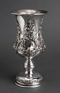 Judaica Baroque Style Sterling Silver Kiddush Cup