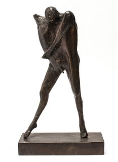 Hugo Daini Modern Stylized Standing Figure Bronze