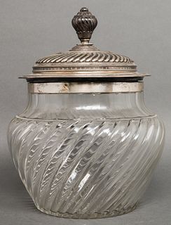 19th C. Russian Silver & Glass Tureen, Sazikov