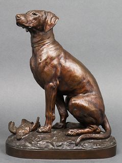 After J.E. Masson Bronze Hunting Dog Sculpture