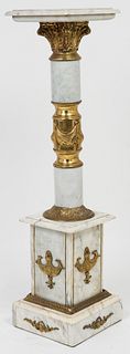 Neoclassical Style White Marble & Bronze Pedestal