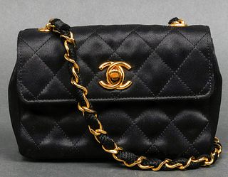 Chanel Black Satin Handbag