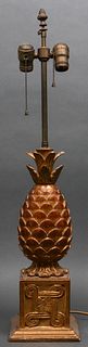 Hollywood Regency Italian Giltwood Pineapple Lamp
