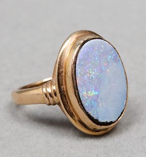 Vintage 14K Yellow Gold & Opal Doublet Ring