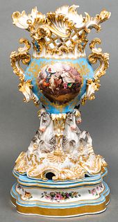 Petit Signed Old Paris Style Rococo Porcelain Vase