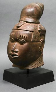 African Benin Bronze Head, Benin Kingdom, Nigeria