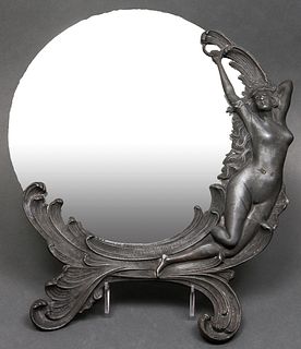 Art Nouveau Manner Mixed Metal Mirror
