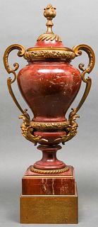 Neoclassical Red Marble Bronze Mounted Urn