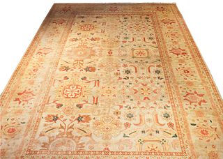Palatial Oushak Style Wool Carpet, 18'10" x 12'