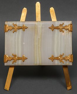 Harry Grant Onyx & Brass Easel Form Picture Frame