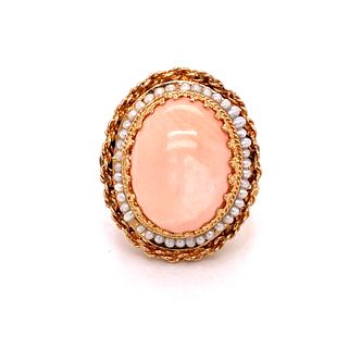 Victorian Coral and Pearl Ring