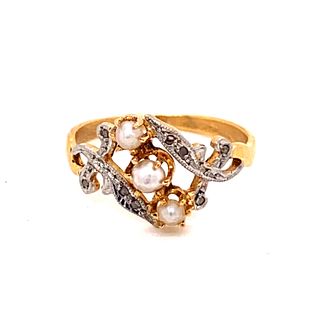1930Õ 18k Diamond Pearl Ring