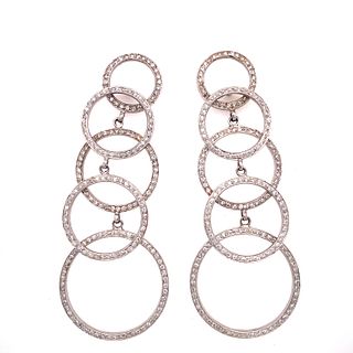 18k Diamond Long Circle Earrings