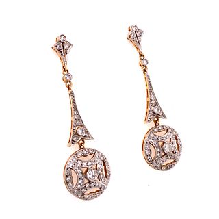 Art Deco 18k Platinum Diamond Drop Earrings