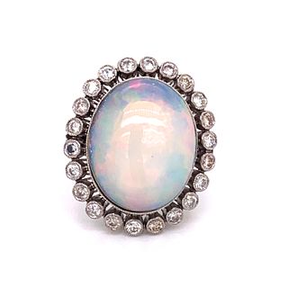 Platinum Diamond Opal RingÊ
