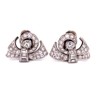 Art Deco Platinum Diamonds EarringsÊ