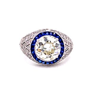 Art Deco Platinum Sapphire Diamond RingÊ