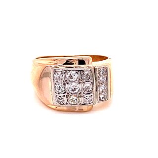 Retro 14k Diamond Chevalier Ring