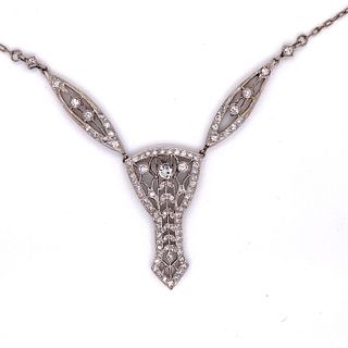 Art Deco Platinum Diamond Chain Necklace