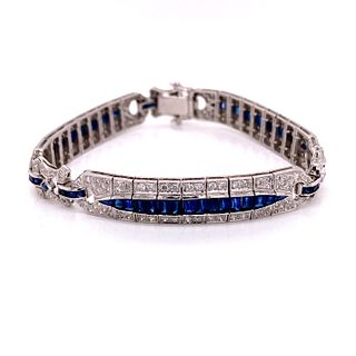 Art Deco 18k Sapphire Diamond Bracelet