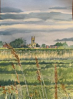 John K. Grosvenor, St. Georges Tower Chapel from 3rd Beach, 2020, Watercolor