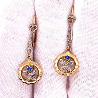 Victorian 18k Diamond Sapphire Earring