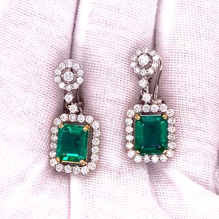 18k Colombian Emerald Diamond EarringsÊ