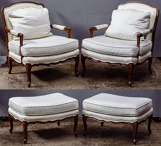 Baker Upholstered Chair and Ottoman Collection