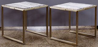 Marble and Metal End Tables