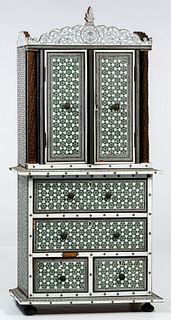 Micro Mosaic Mother of Pearl Jewelry Armoire