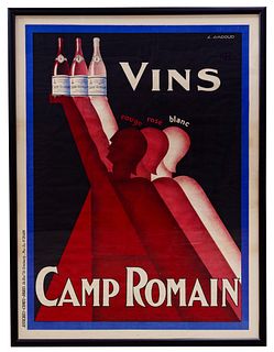 Claude Gadoud (French, 1905-1991) 'Vins Camp Romain' Poster