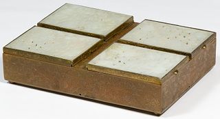 Chinese Brass and Nephrite Jade Trinket Box