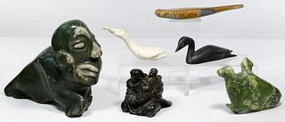 Inuit Soapstone and Whale Bone Carving Assortment