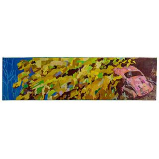 Adrian Moldovan (Romanian, b.1955) 'Foliage Over Car' Oil on Canvas