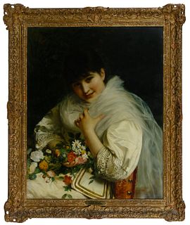Tito Conti (Italian, 1842-1924) 'The Bride' Oil on Canvas