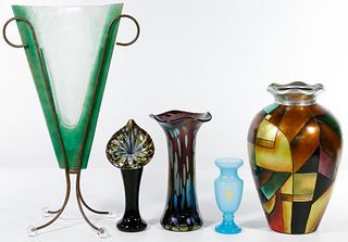 Art Glass and Pottery Vase Assortment