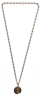 14k Gold Cable Chain and Religious Pendant