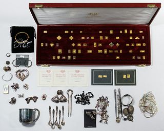 Sterling Silver Jewelry and Miniature Stamp Assortment