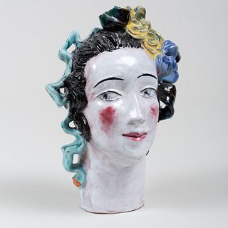 Lotte Calm For Wiener WerkstÃ¤tte Glazed Earthenware Head of a Woman