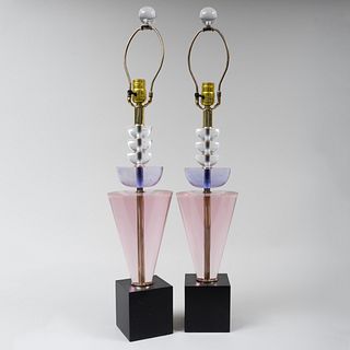 Pair of Van Teal Style Lucite Table Lamps