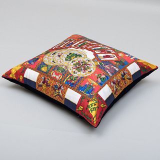 HermÃ¨s Silk Scarf â€˜Le Tarotâ€™ Pillow with Velvet Backing