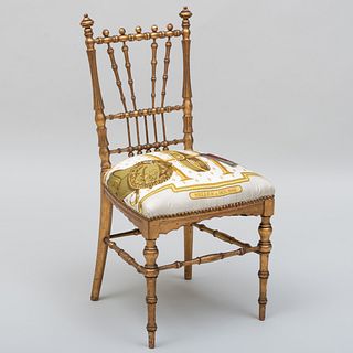 Giltwood Ballroom Chair Upholstered in HermÃ¨s Silk