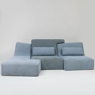 Ligne Roset Blue Microsuede Modular Sofa