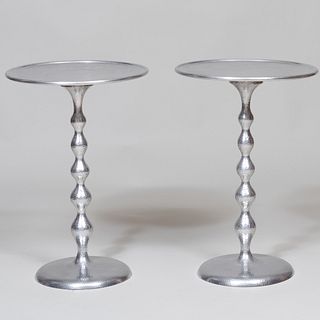 Pair of Modern Hammered Metal Side Tables