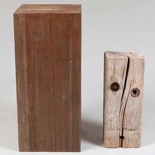 Two Rustic Wood Pedestals