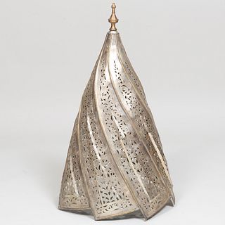Moroccan Silvered and Gilt-Metal Hanging Lantern