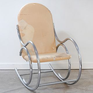 Modern Chrome Upholstered Rocking Chair
