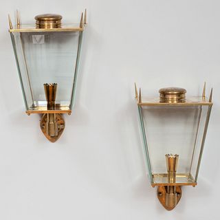 Pair of Brass Wall Lanterns