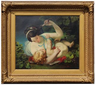 After Boucher, Signed Painting of Mother & Cherub